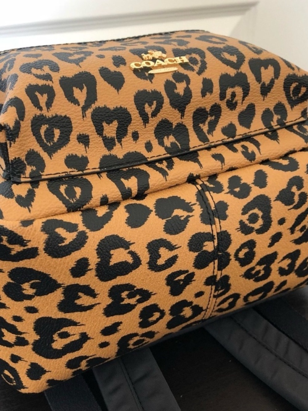Coach Leopard Print Mini Backpack in Tan and Black - Picture 3 of 6
